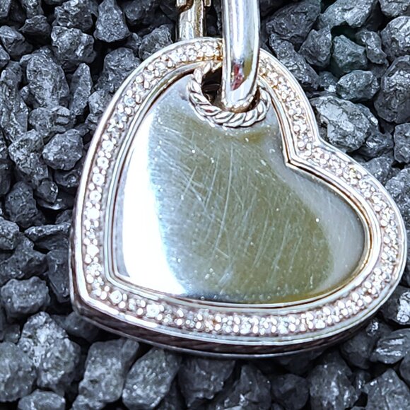 David Yurman Diamond Heart Enhancer Pendant on 16" D.Y. Box Chain - Picture 4 of 8
